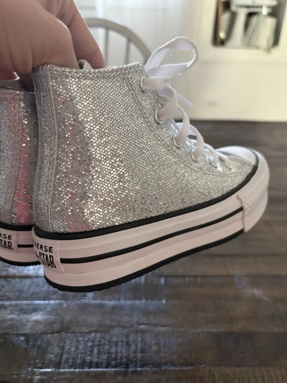Converse Glitter Chuck Taylor All Star Youth Size 13 Platform Heel